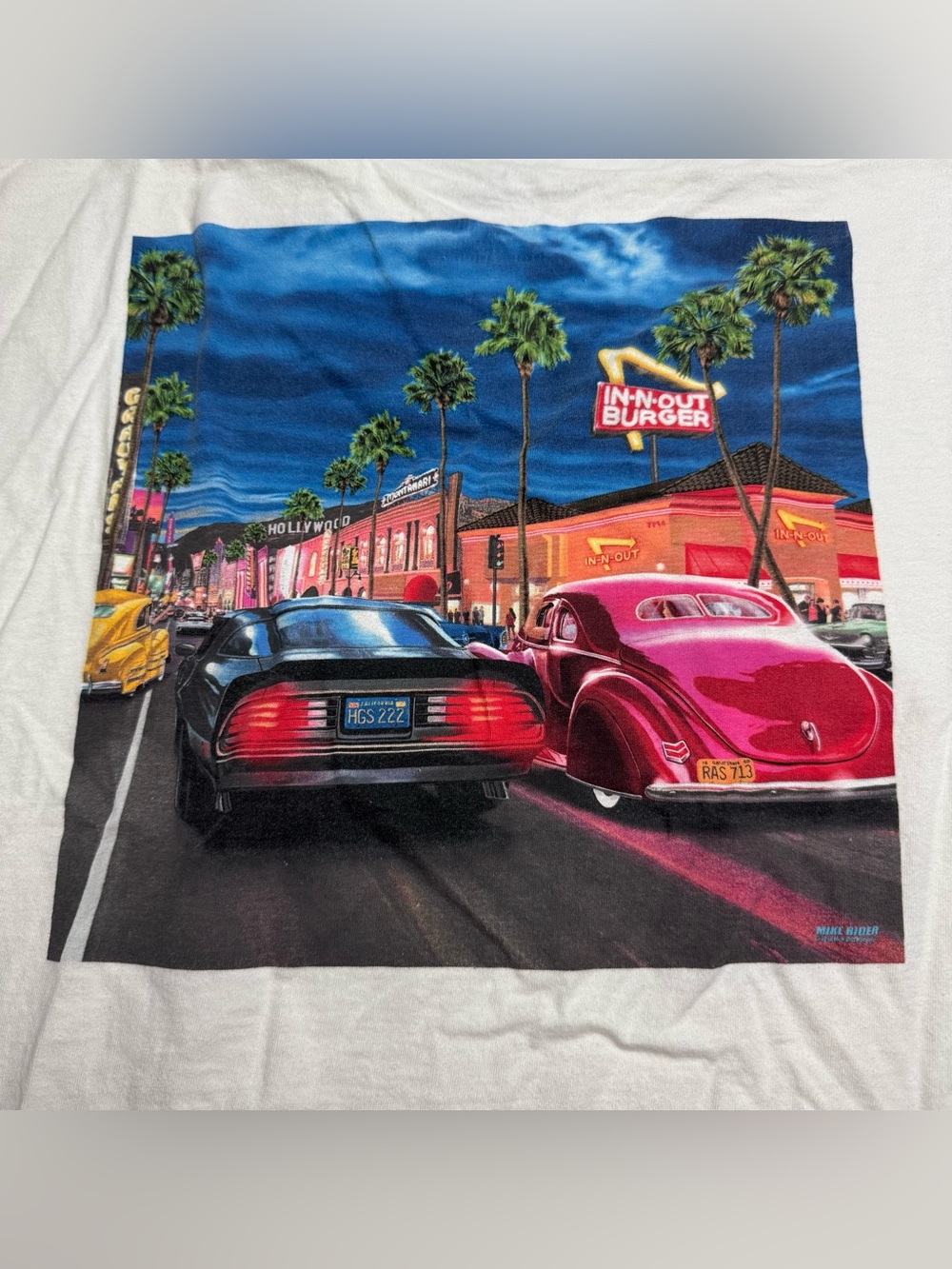 In N Out Burger Tee  In White Las Vegas Mike Rider Classic Cars Men's Size: L